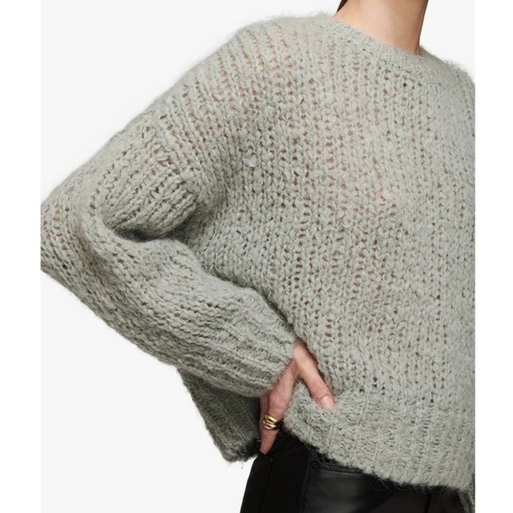 Anine Bing Greyson Gray Open Knit Sweater Wool Alpaca‎